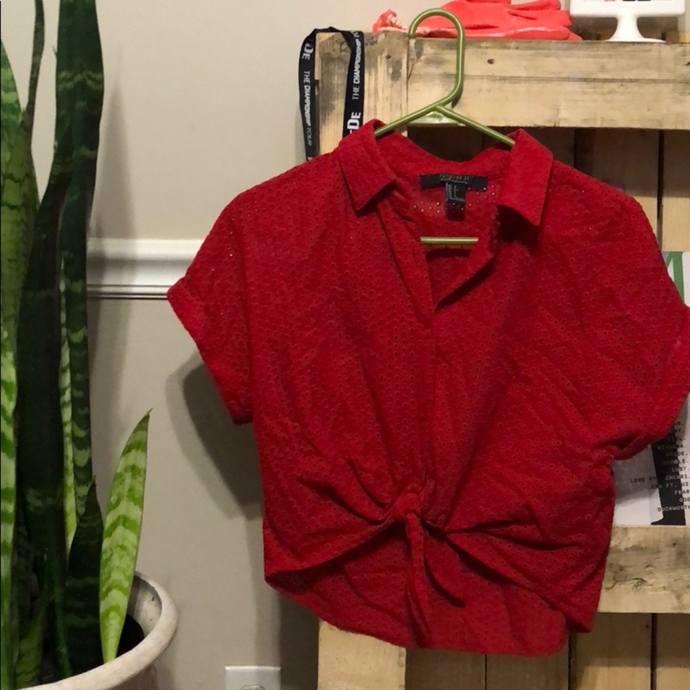 Red tied Forever 21 blouse S